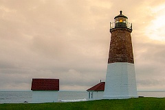 Sun Breaks Through Clouds at Point Judith Light